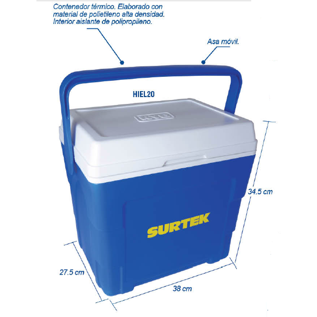 HIEL20 HIELERA 20 LITROS MARCA SURTEK