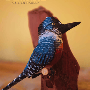 Martín Pescador con Colgador de madera