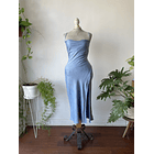 Vestido satén celeste: talla: S 1