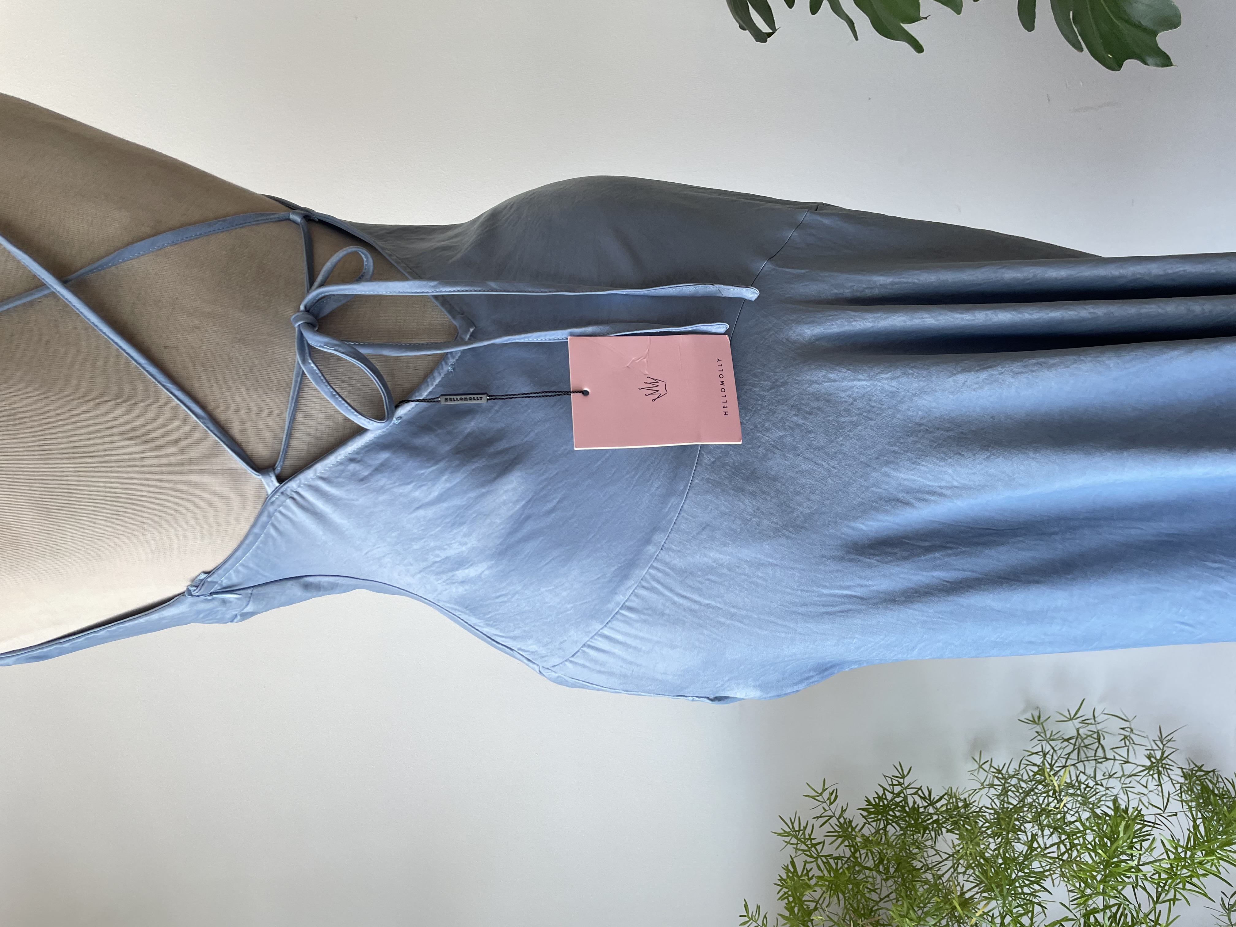 Vestido satén celeste: talla: S 3