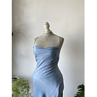 Vestido satén celeste: talla: S 4