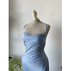 Vestido satén celeste: talla: S 5