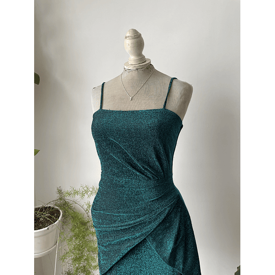 Vestido fiesta verde. Talla: S