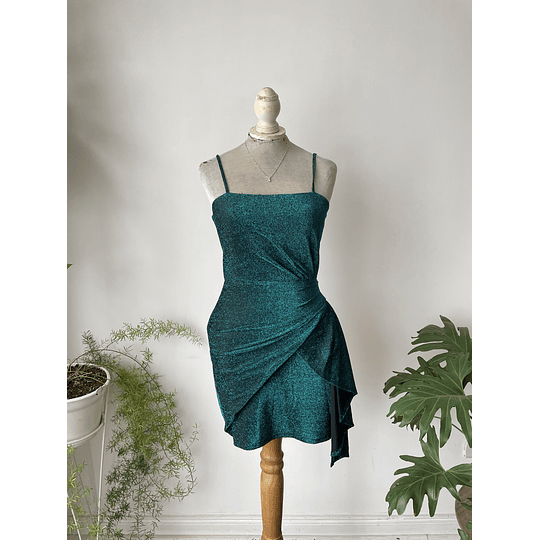 Vestido fiesta verde. Talla: S