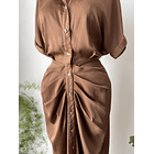 Vestido camisero chocolate. Talla: L 2