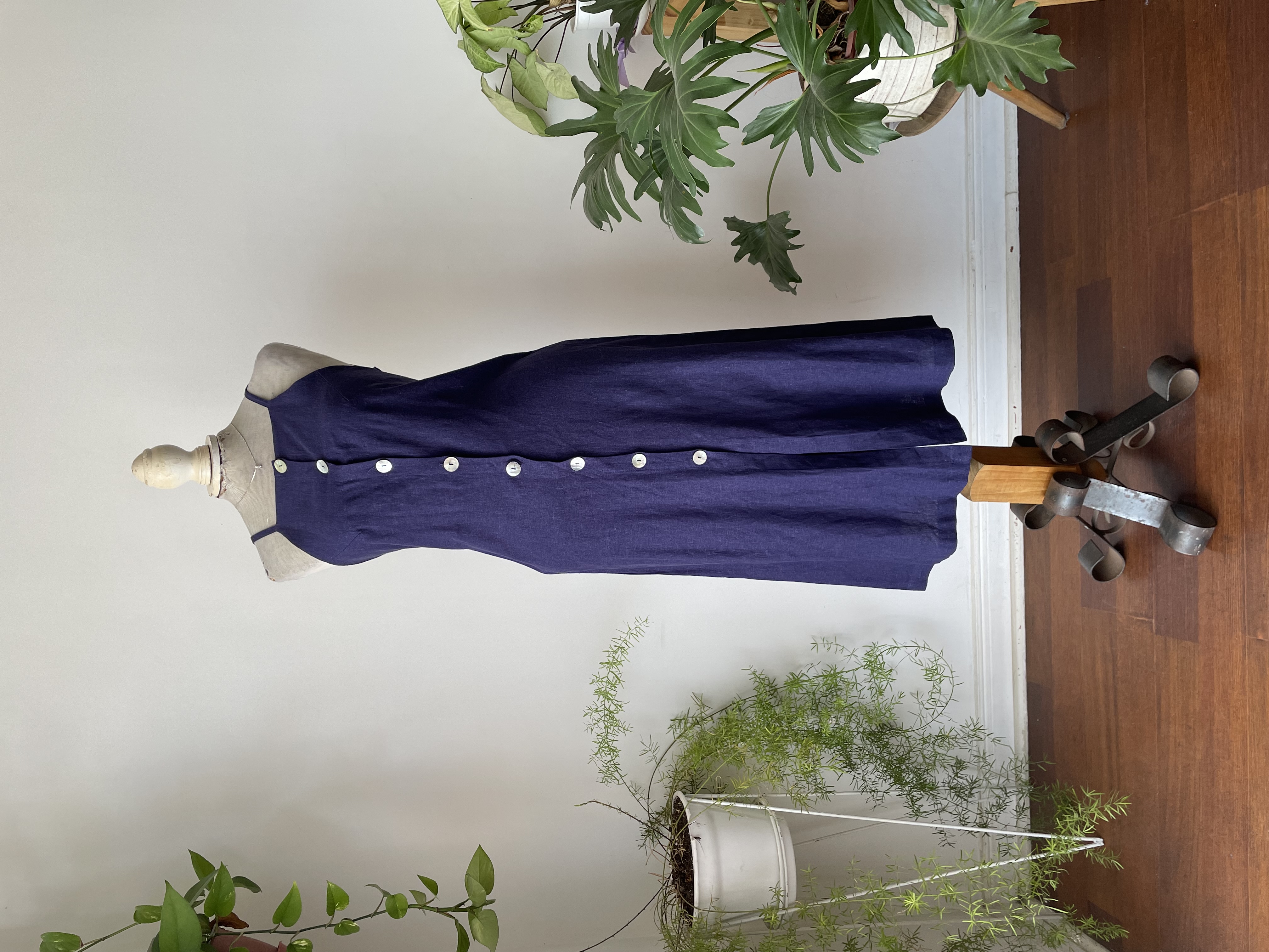 Vestido azul lino. Talla: M ajustable 1