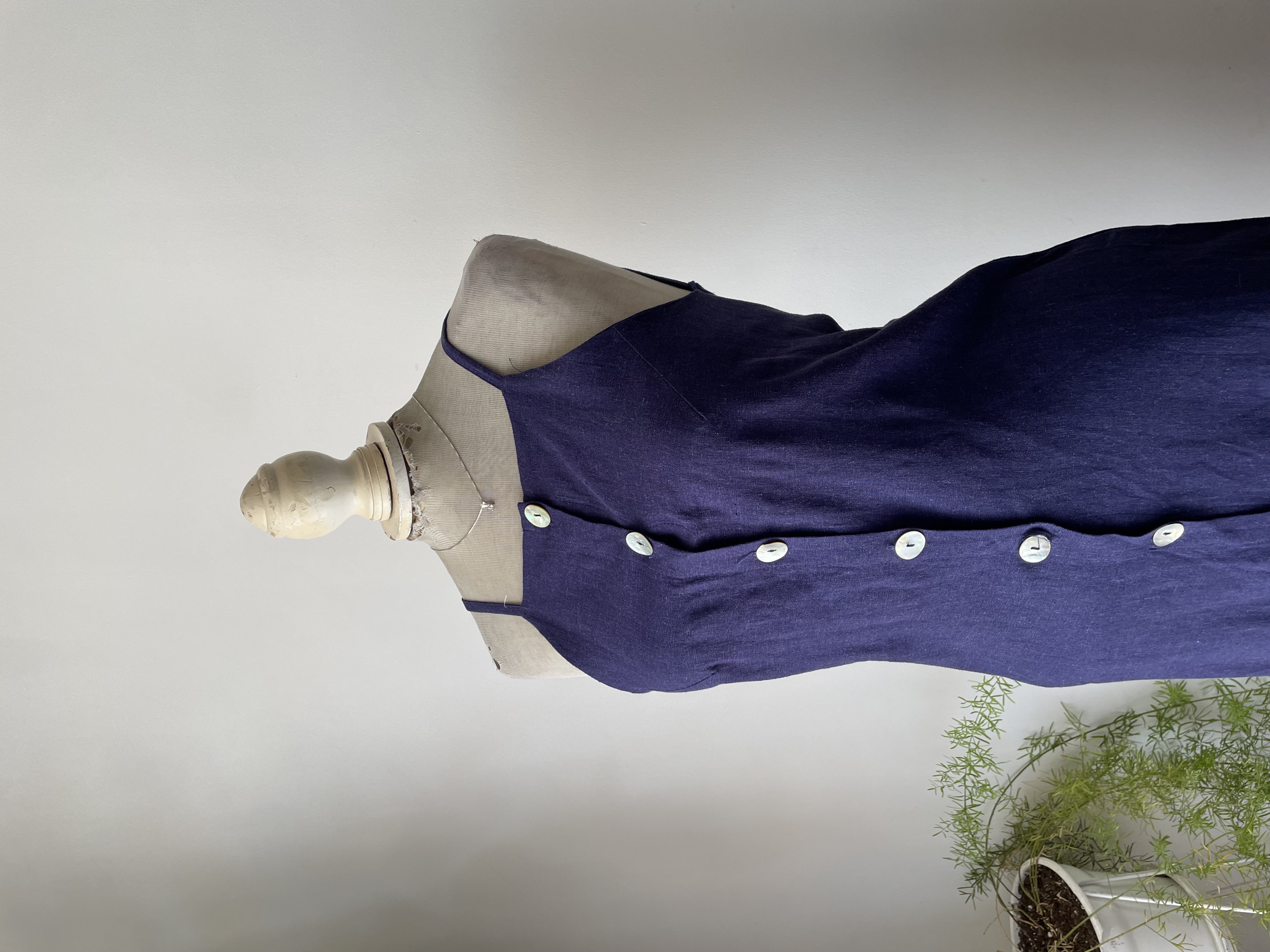 Vestido azul lino. Talla: M ajustable 2