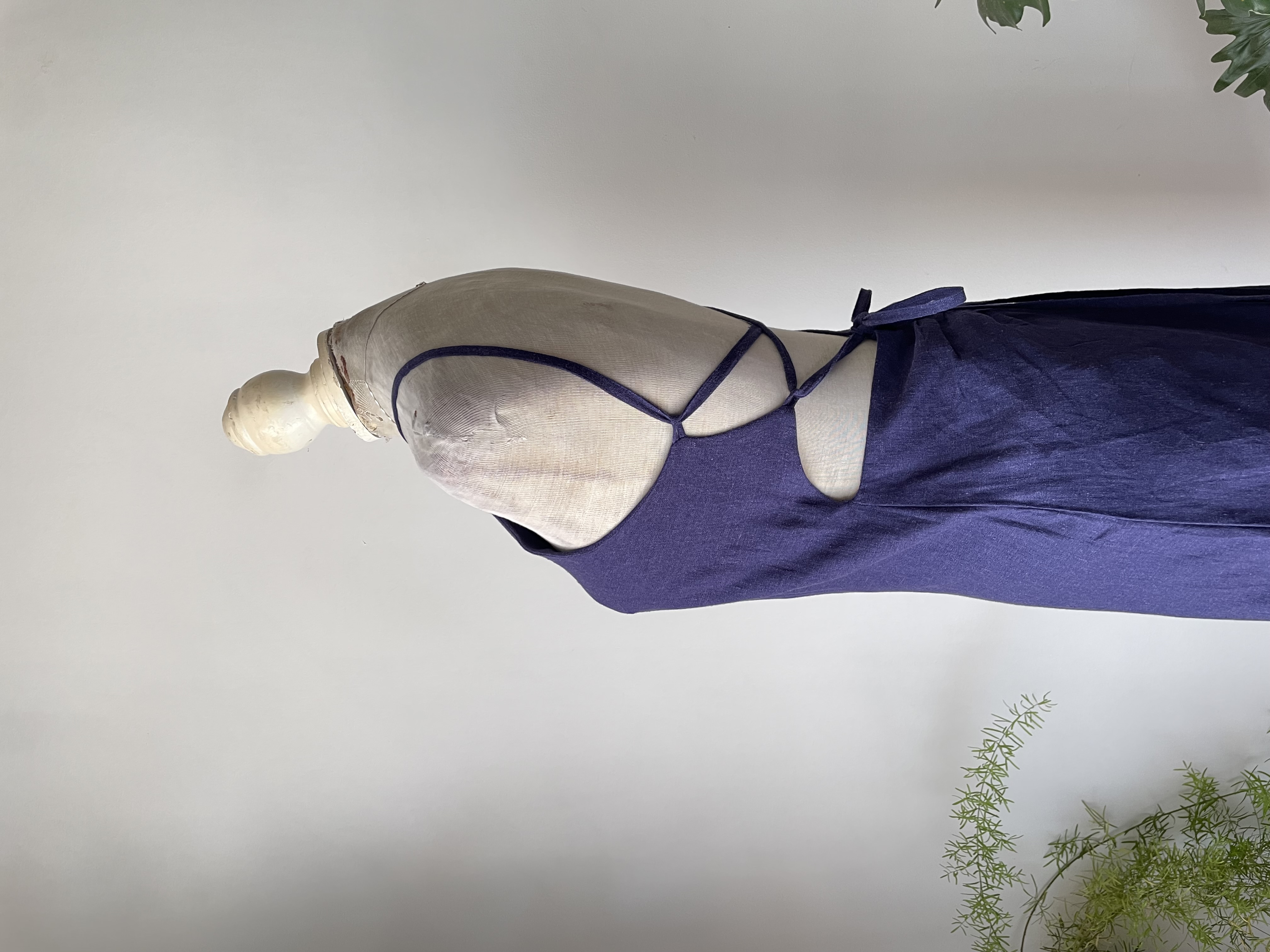 Vestido azul lino. Talla: M ajustable 3