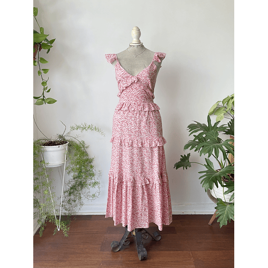 Vestido flores vuelitos. Talla: XS