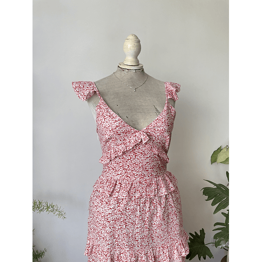 Vestido flores vuelitos. Talla: XS