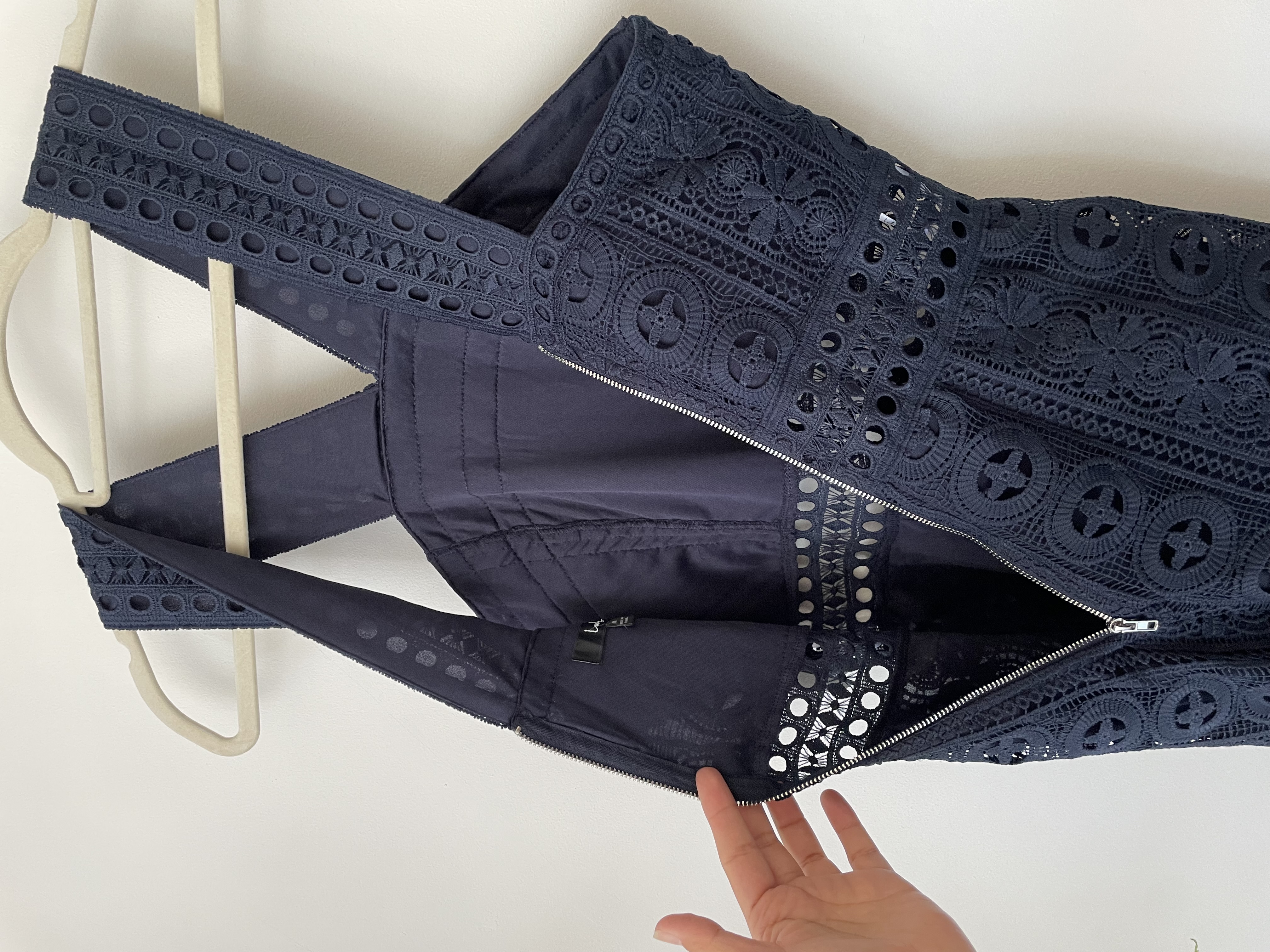 Vestido azul macramé. Talla: M chico (s) 4