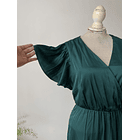 Vestido satén esmeralda. Talla: M 3