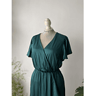 Vestido satén esmeralda. Talla: M 2