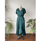 Vestido satén esmeralda. Talla: M 1