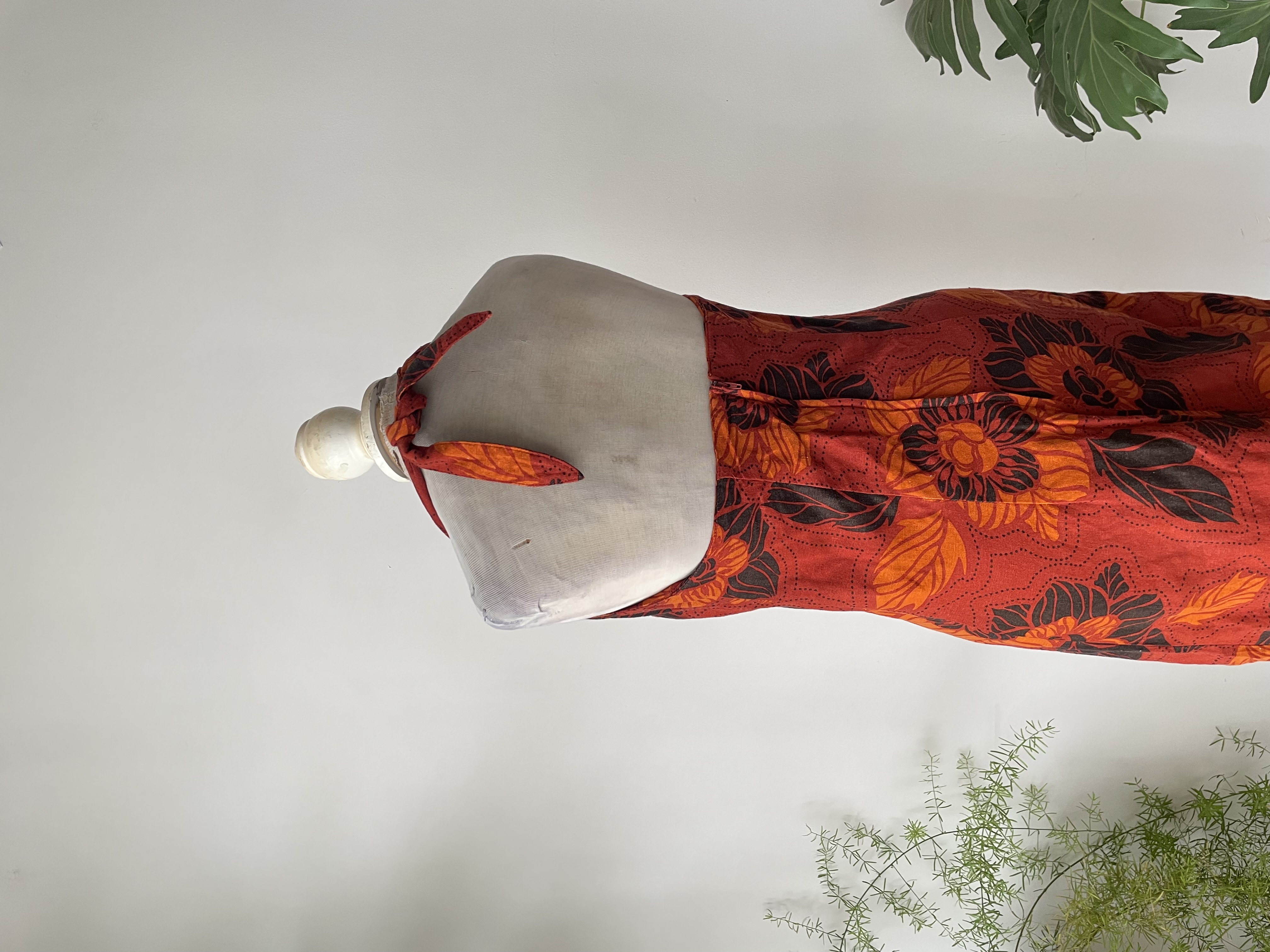 Vestido ladrillo lino. Talla: 7 (m) 3