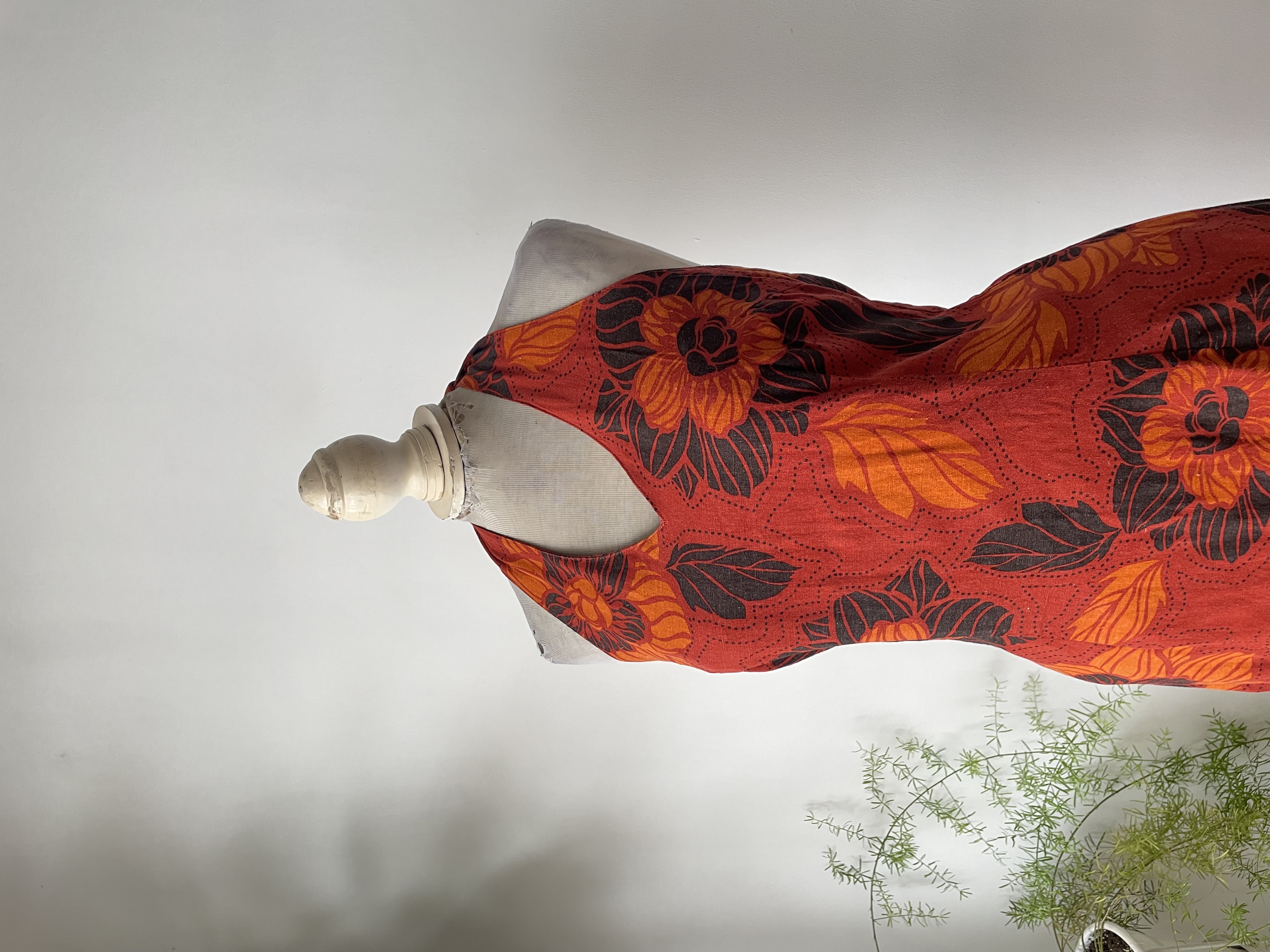 Vestido ladrillo lino. Talla: 7 (m) 2