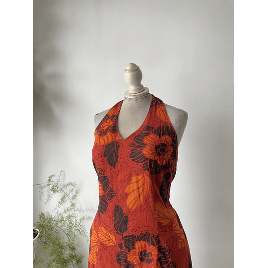 Vestido ladrillo lino. Talla: 7 (m)