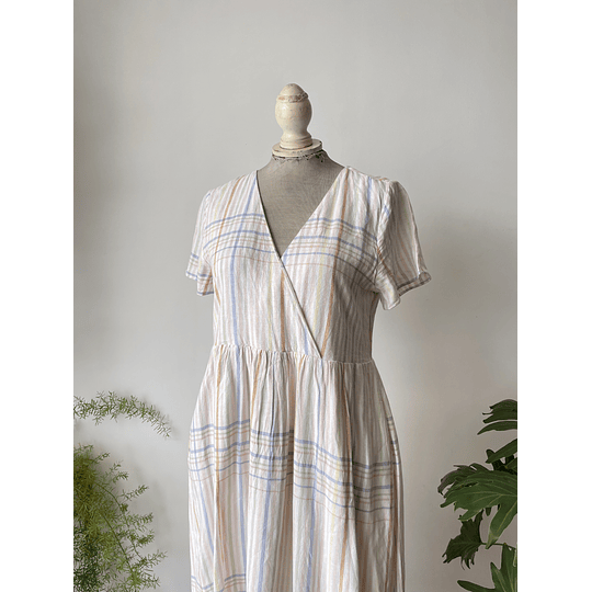 Vestido líneas lino. Talla: XS oversized (s/m)