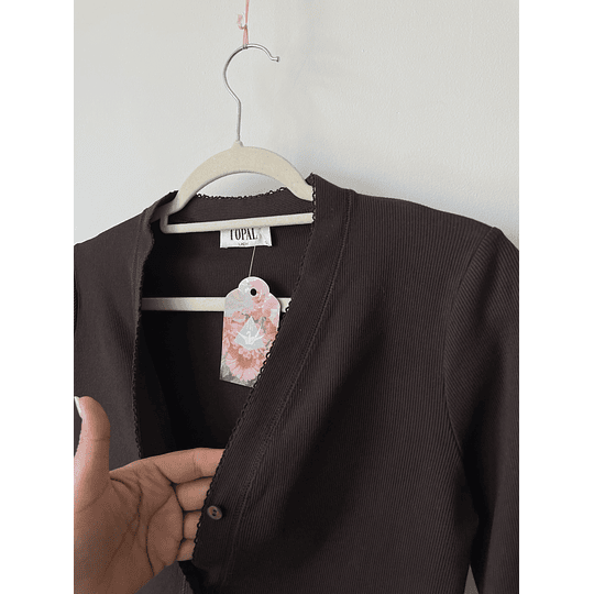 Cardigan café. Talla: S