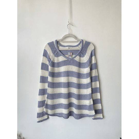 Sweater rayas celeste. Talla: xL