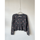 Cardigan gris bordado. Talla: M 1