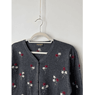 Cardigan gris bordado. Talla: M 2