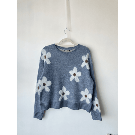 Sweater felpudo floral. Talla: M