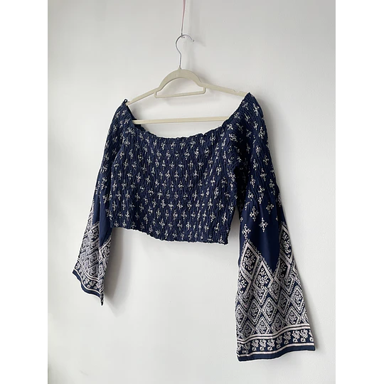 Blusa azul boho. Talla: L