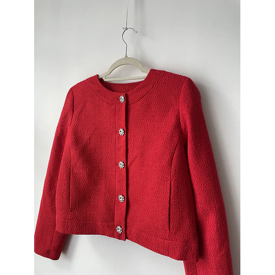 Chaqueta tweed roja. Talla: 8 (38) 