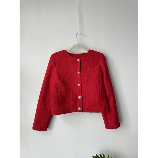 Chaqueta tweed roja. Talla: 8 (38) 