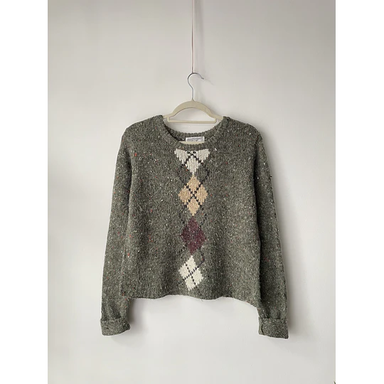 Sweater rombo seda y angora. Talla: M