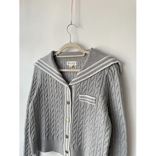 Cárdigan marinero gris. Talla: XS