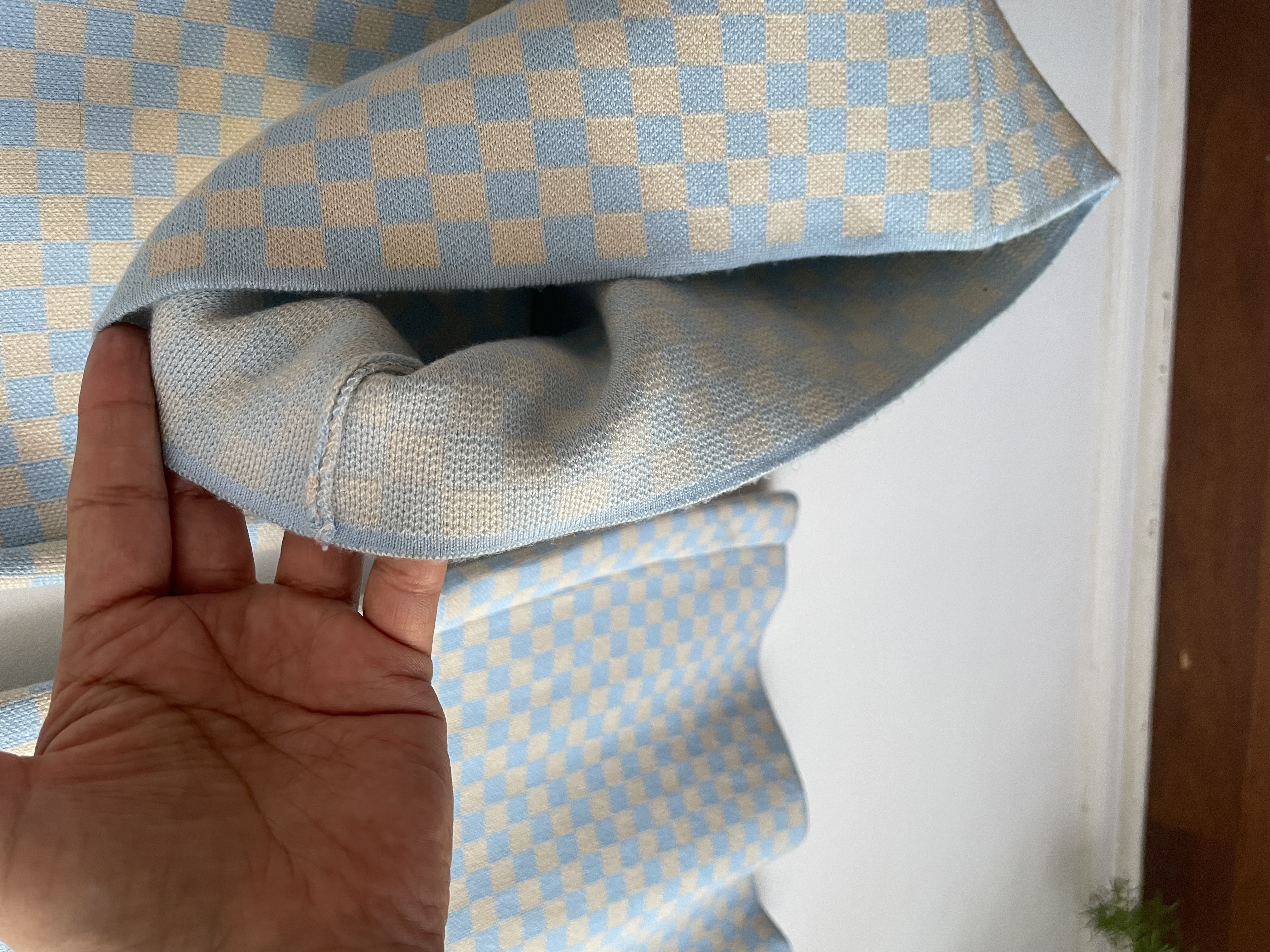 Pants ajedrez celeste. Talla: L 2