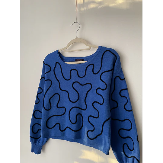 Sweater azul líneas. Talla: S