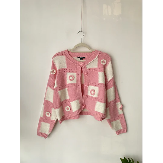 Cardigan rosa. Talla: S holgado