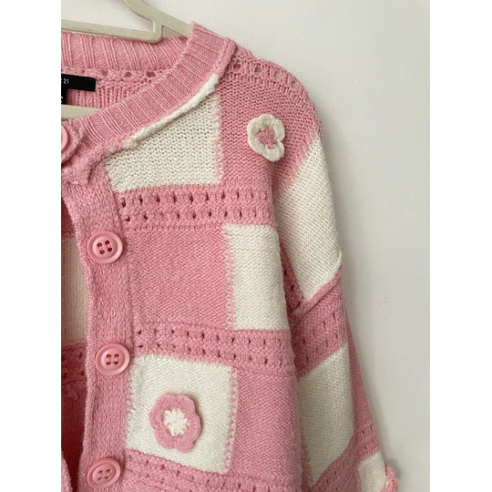 Cardigan rosa. Talla: S holgado