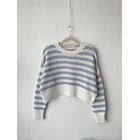 Sweater rayado celeste. Talla: S holgado 1