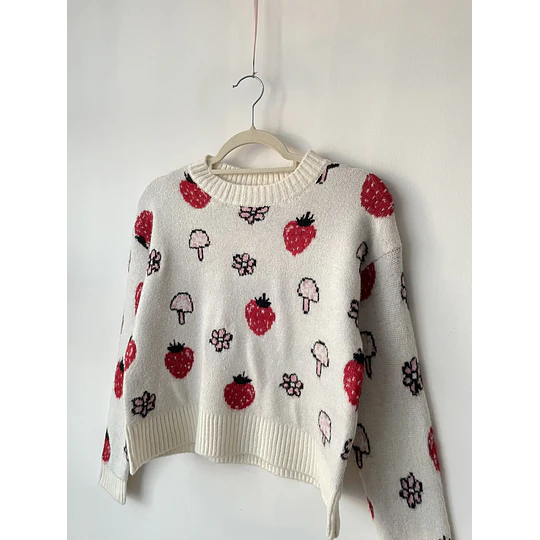 Sweater frutillas. Talla: S