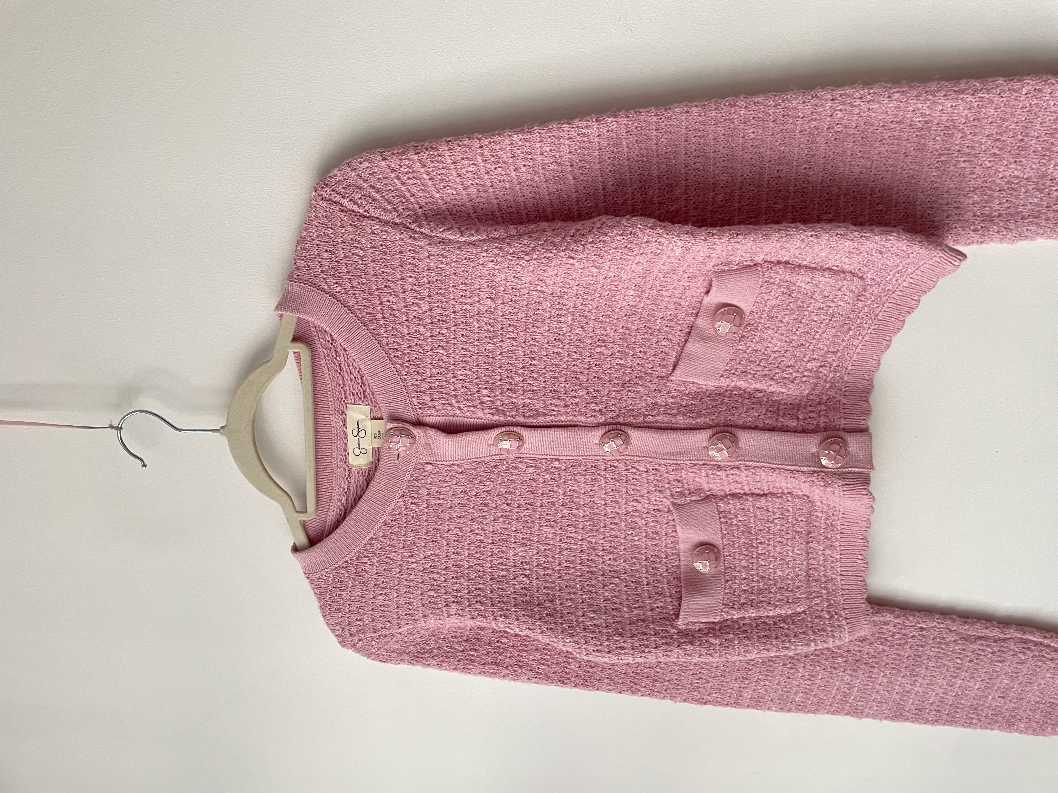Cardigan Tweed rosa. Talla: S 1