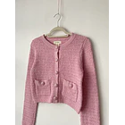 Cardigan Tweed rosa. Talla: S 1