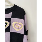 Sweater ajedrez morado. Talla: M (L)  3