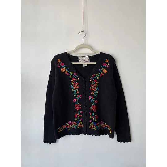 Cárdigan vintage bordado. Talla: M