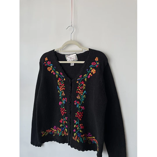 Cárdigan vintage bordado. Talla: M
