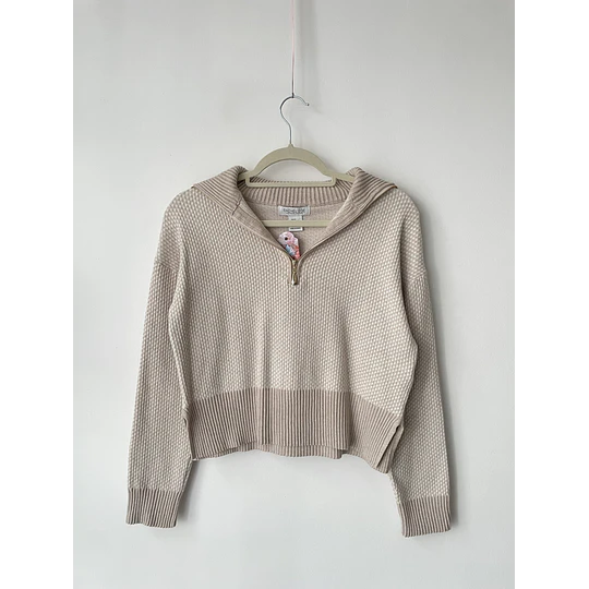 Sweater cierre beige. Talla: XS
