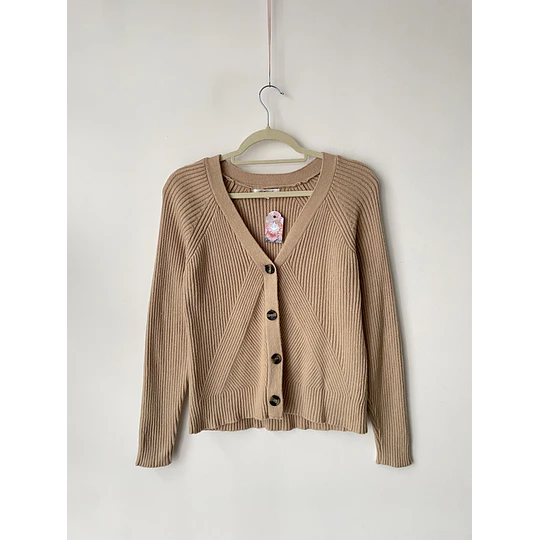 Cardigan camel líneas. Talla: M