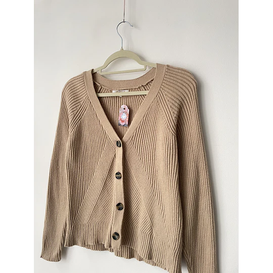 Cardigan camel líneas. Talla: M