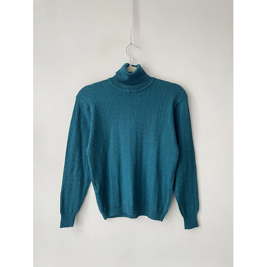 Sweater petróelo fibras naturales. Talla: S