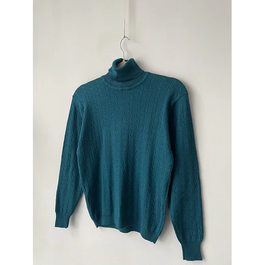 Sweater petróelo fibras naturales. Talla: S