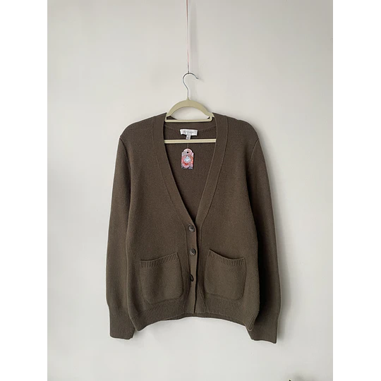 Cardigan verde lana. Talla: L