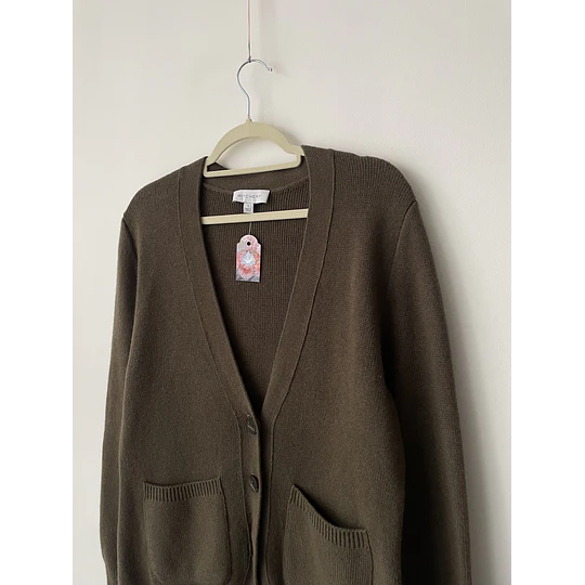 Cardigan verde lana. Talla: L